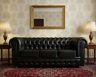 Диван "Честер" черный 3-х местный
