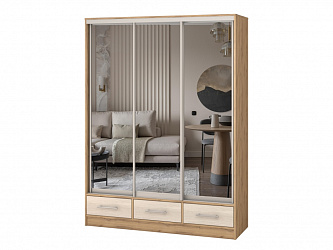 Шкаф купе 3-х дверный "Версаль" 3 ящика/ЛДСП/3 зеркала