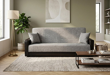 Диван книжка "Лондон" рогожка серая