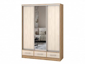 Шкаф купе 3-х дверный "Версаль" 3 ящика/ЛДСП/1 зеркало